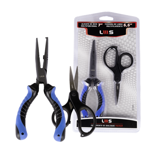 KIT DE ALICATE DE BICO MULTIFUNCIONAL 7″ E TESOURA DE LINHA MULTIFILAMENTO 5,5
